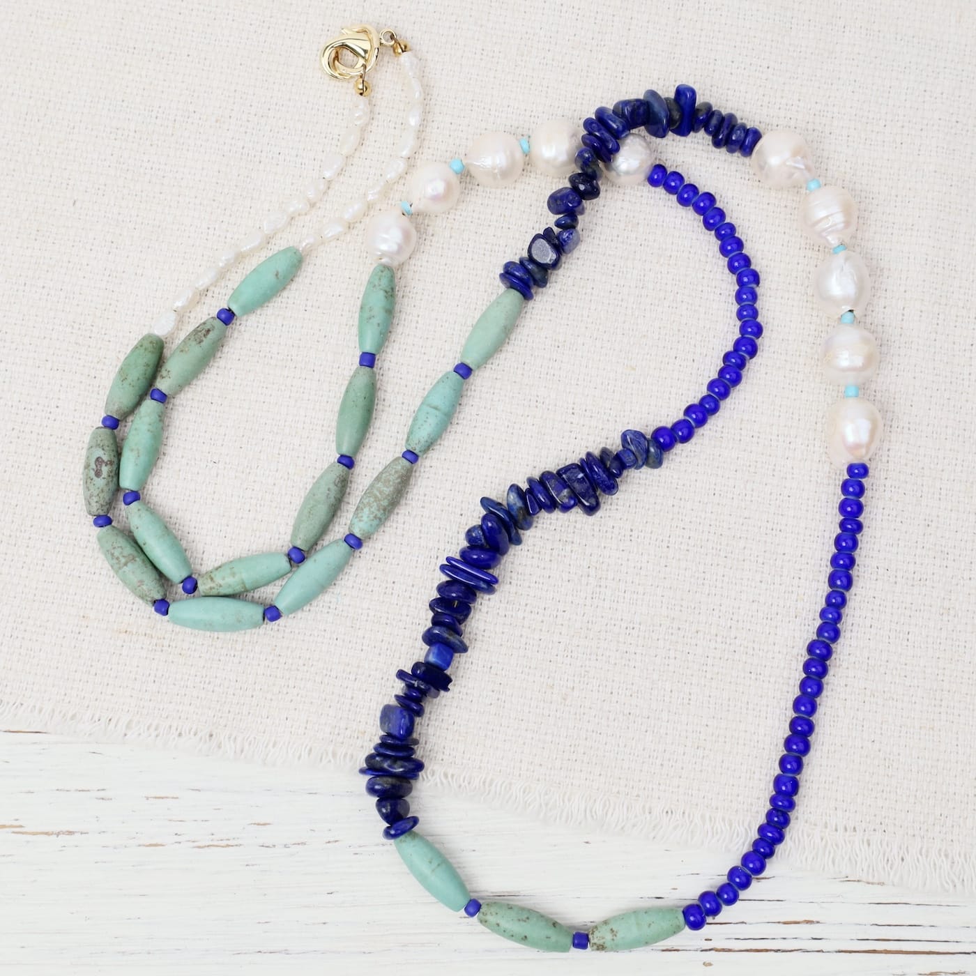 NKL-GPL Denim Pearl Doublet Necklace