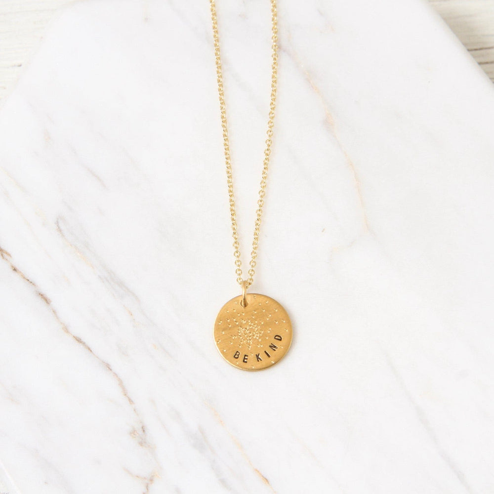 NKL-GPL Diamond Dusted Mini Coin Necklace - "Be Kind"