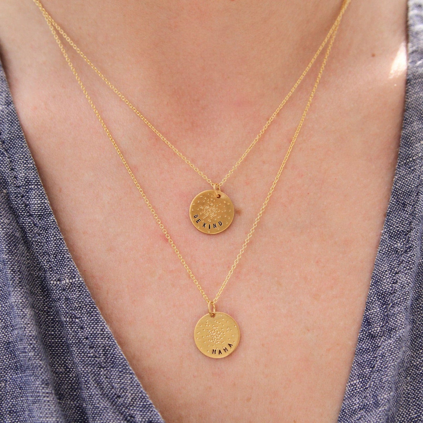 NKL-GPL Diamond Dusted Mini Coin Necklace - "Be Kind"