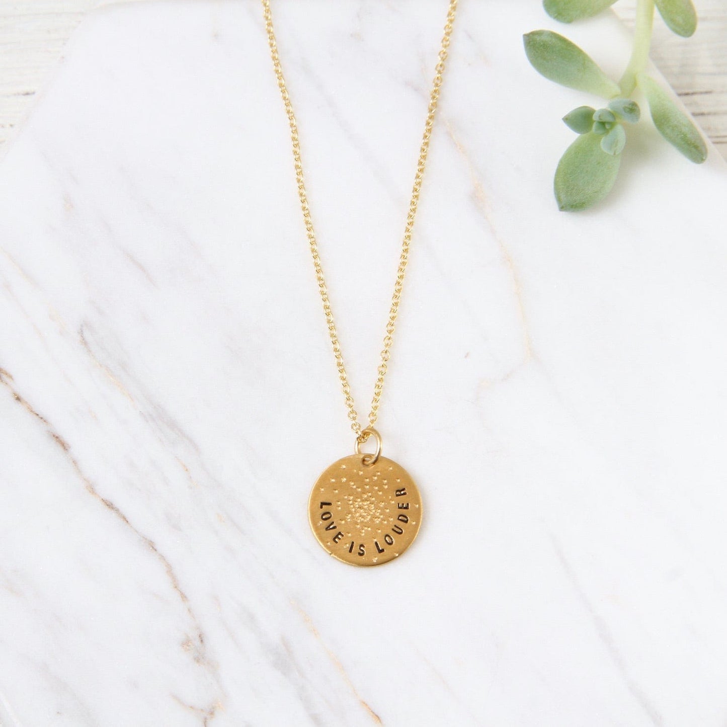 NKL-GPL Diamond Dusted Mini Coin Necklace - "Love is Louder"