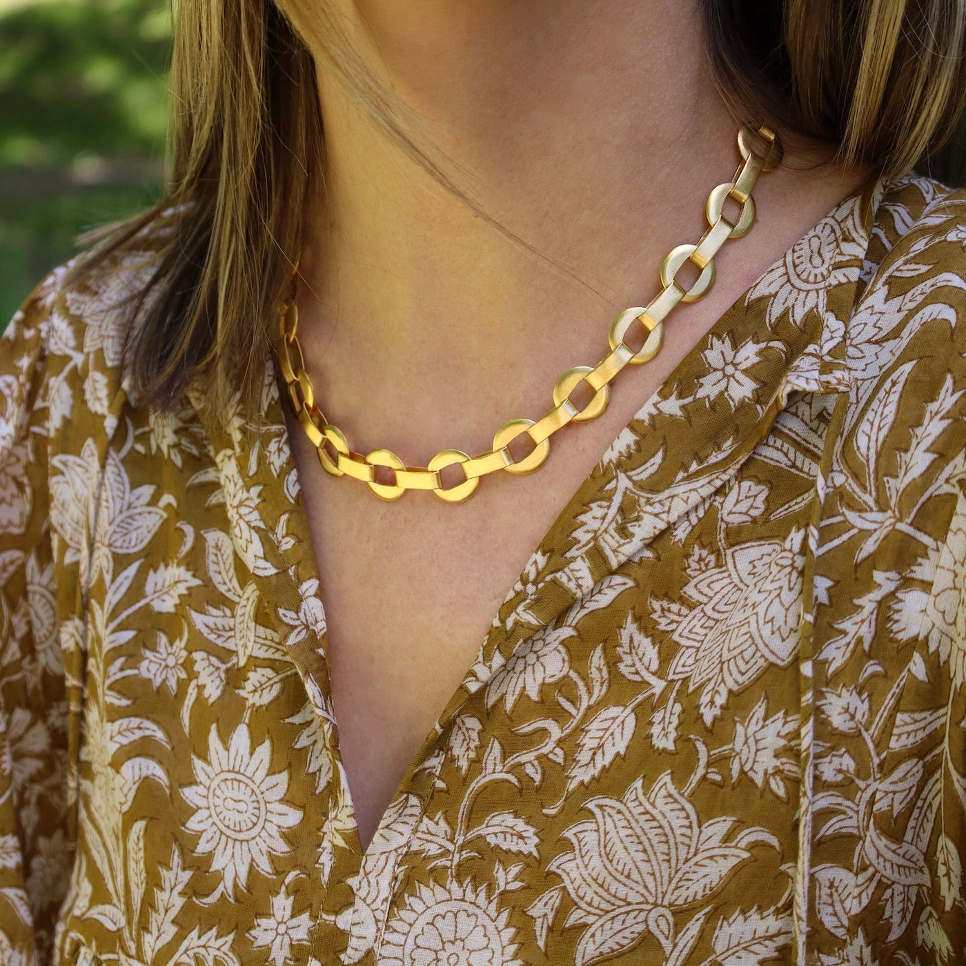 NKL-GPL Disc Chain Necklace 20"- Gold Plated Brass