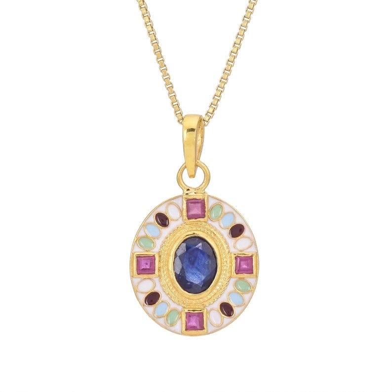 
                      
                        NKL-GPL Enameled Sapphire and Ruby Pendant Necklace
                      
                    