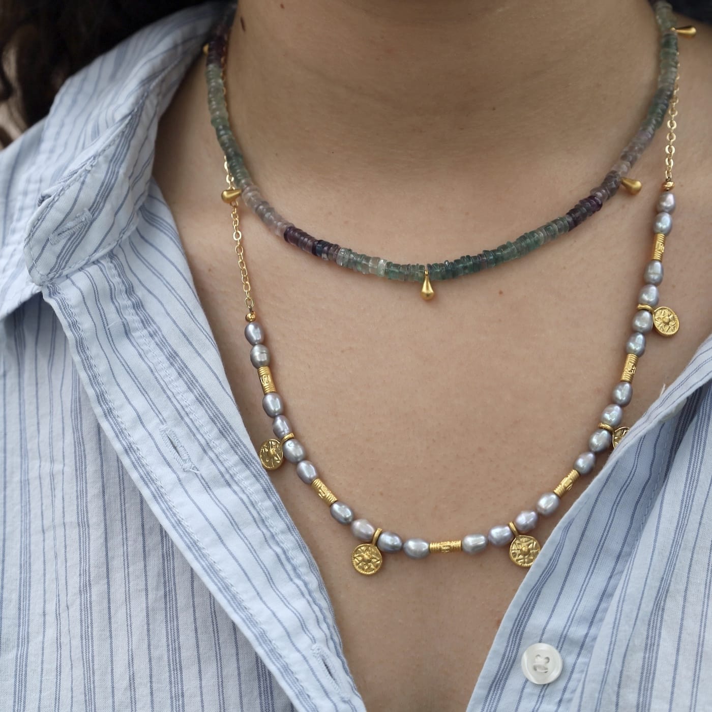 NKL-GPL Essential Stone Layer Necklace