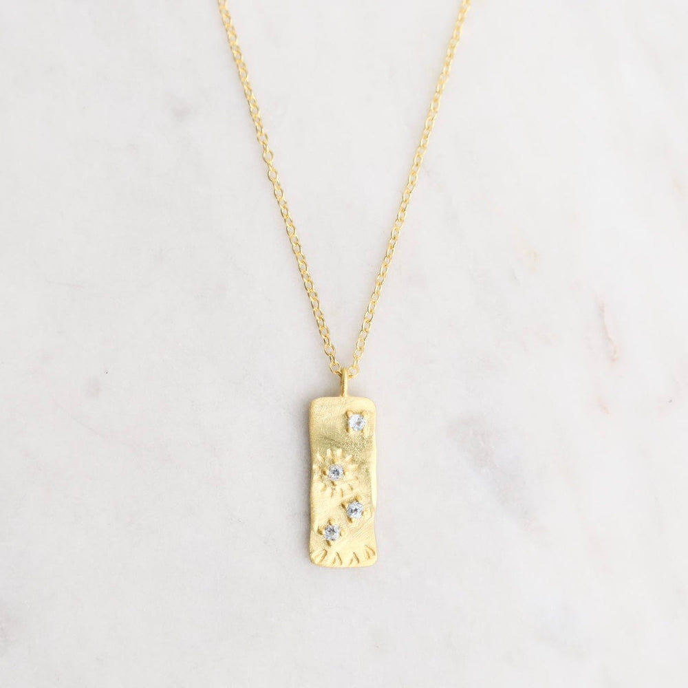 
                      
                        NKL-GPL Etched Rectangle with Blue Topaz Pendant Necklace
                      
                    