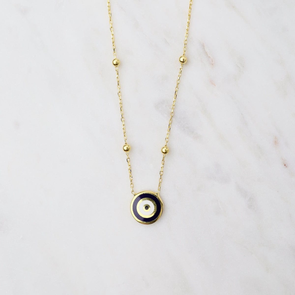 NKL-GPL Evil Eye Pendant on Dotted Chain - Gold Plated