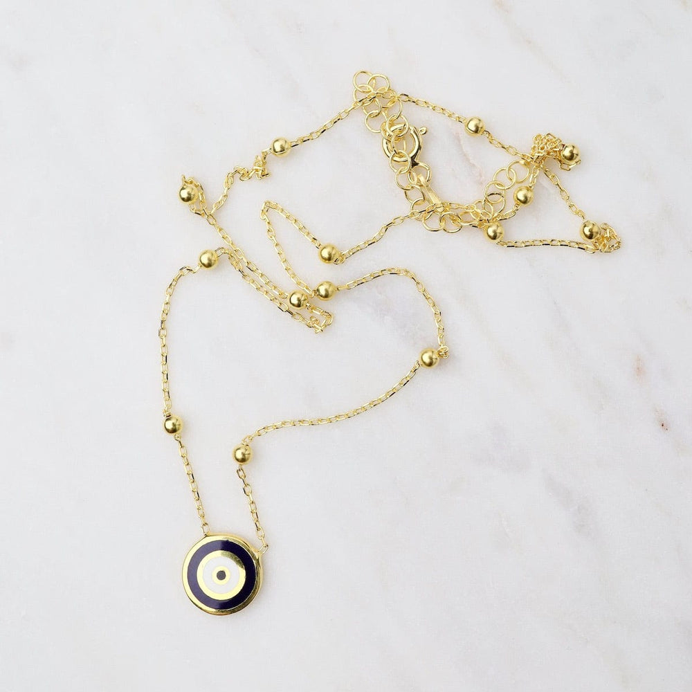 
                  
                    NKL-GPL Evil Eye Pendant on Dotted Chain - Gold Plated
                  
                