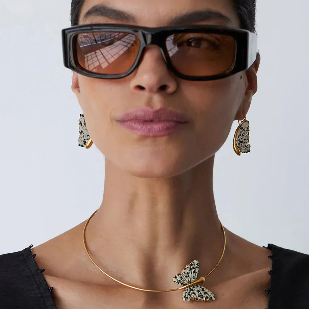 NKL-GPL Floating Butterfly Collar Necklace Jasper