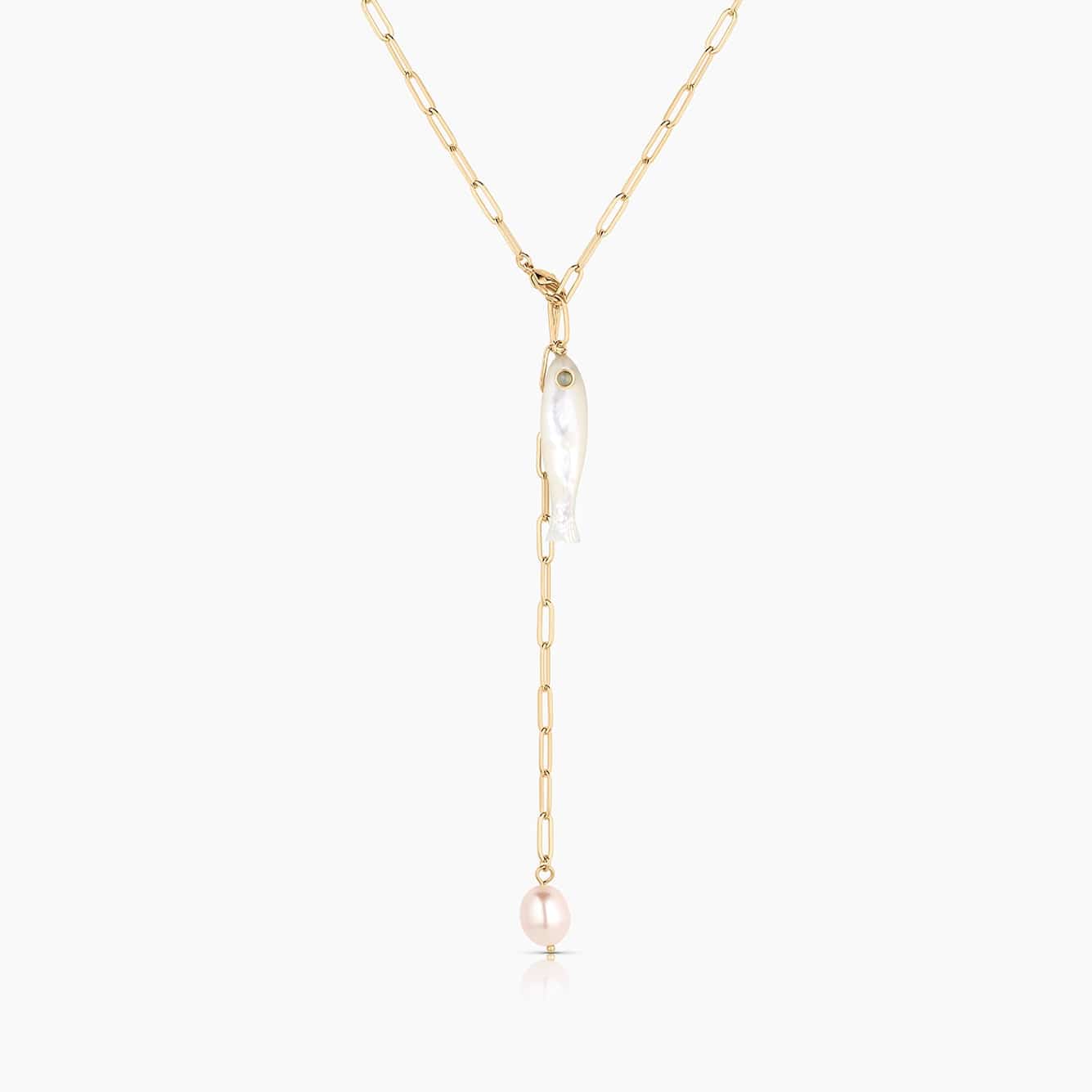 NKL-GPL Fortuna Mother of Pearl Lariat Necklace