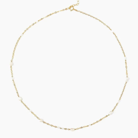 NKL-GPL Free-Form White Pearl Mix Short Necklace