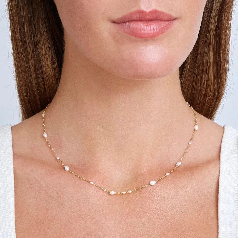 NKL-GPL Free-Form White Pearl Mix Short Necklace