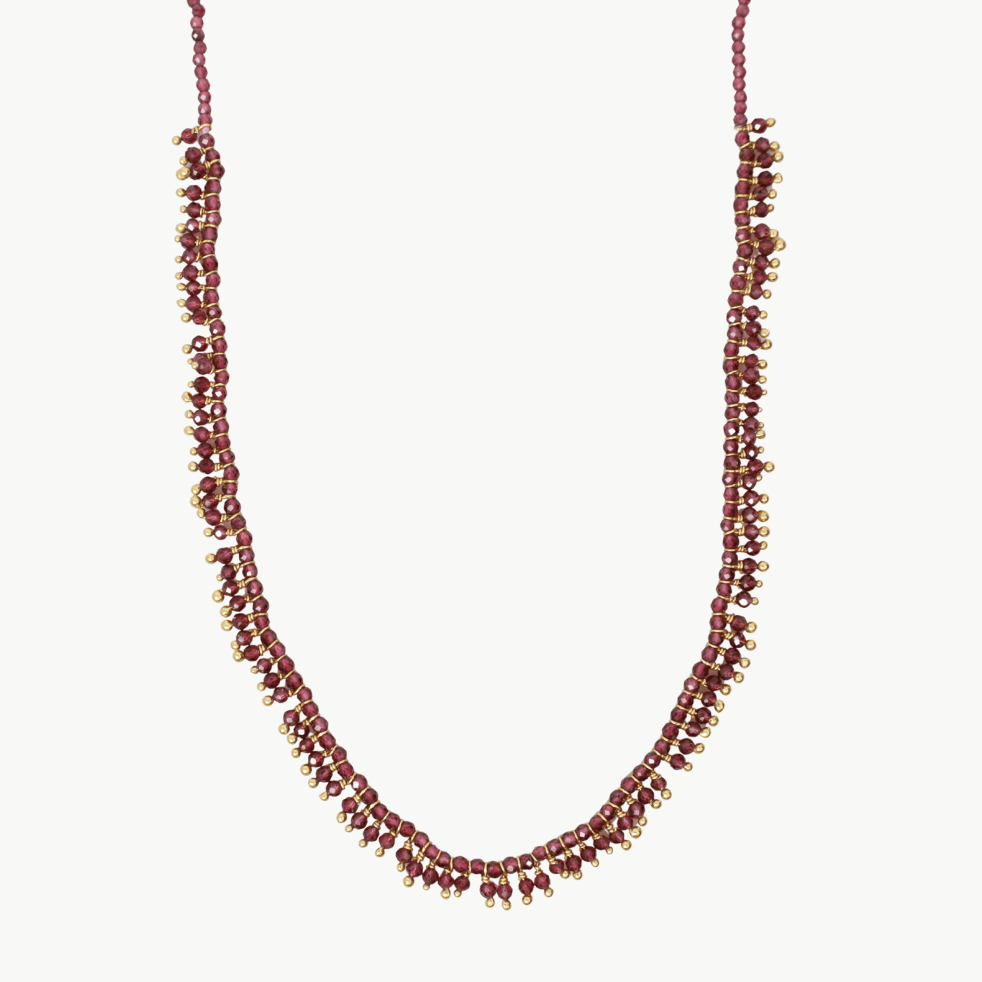 NKL-GPL Garnet Beads Tiny Bib Necklace