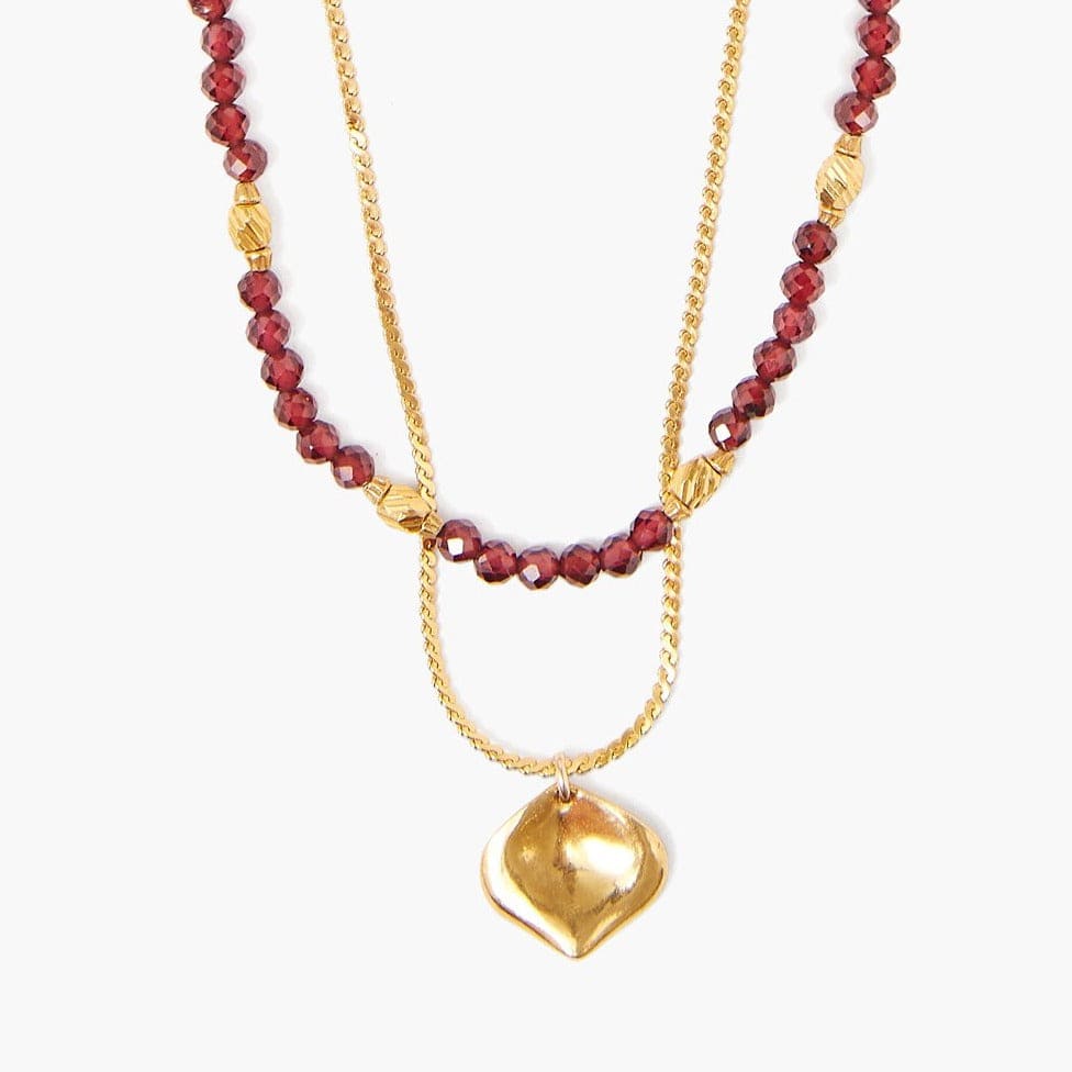 
                      
                        NKL-GPL Garnet & Gold Double Layer Necklace
                      
                    