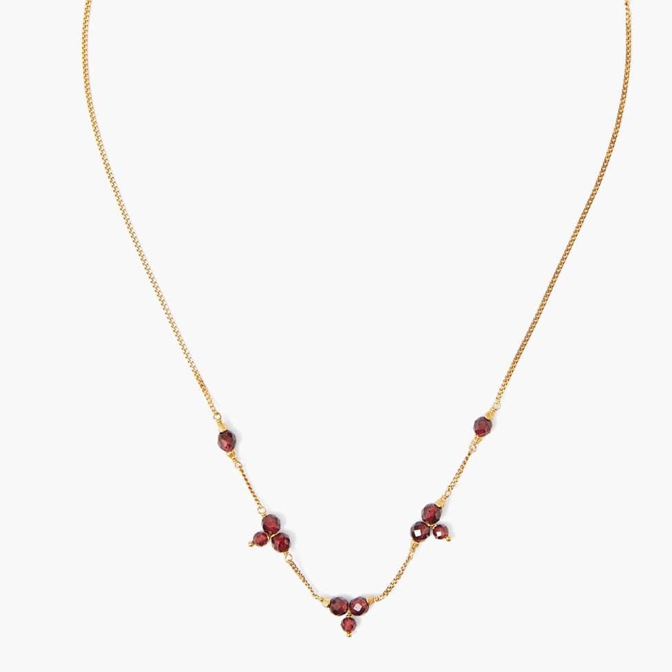 NKL-GPL Garnet & Gold Pyramid Necklace