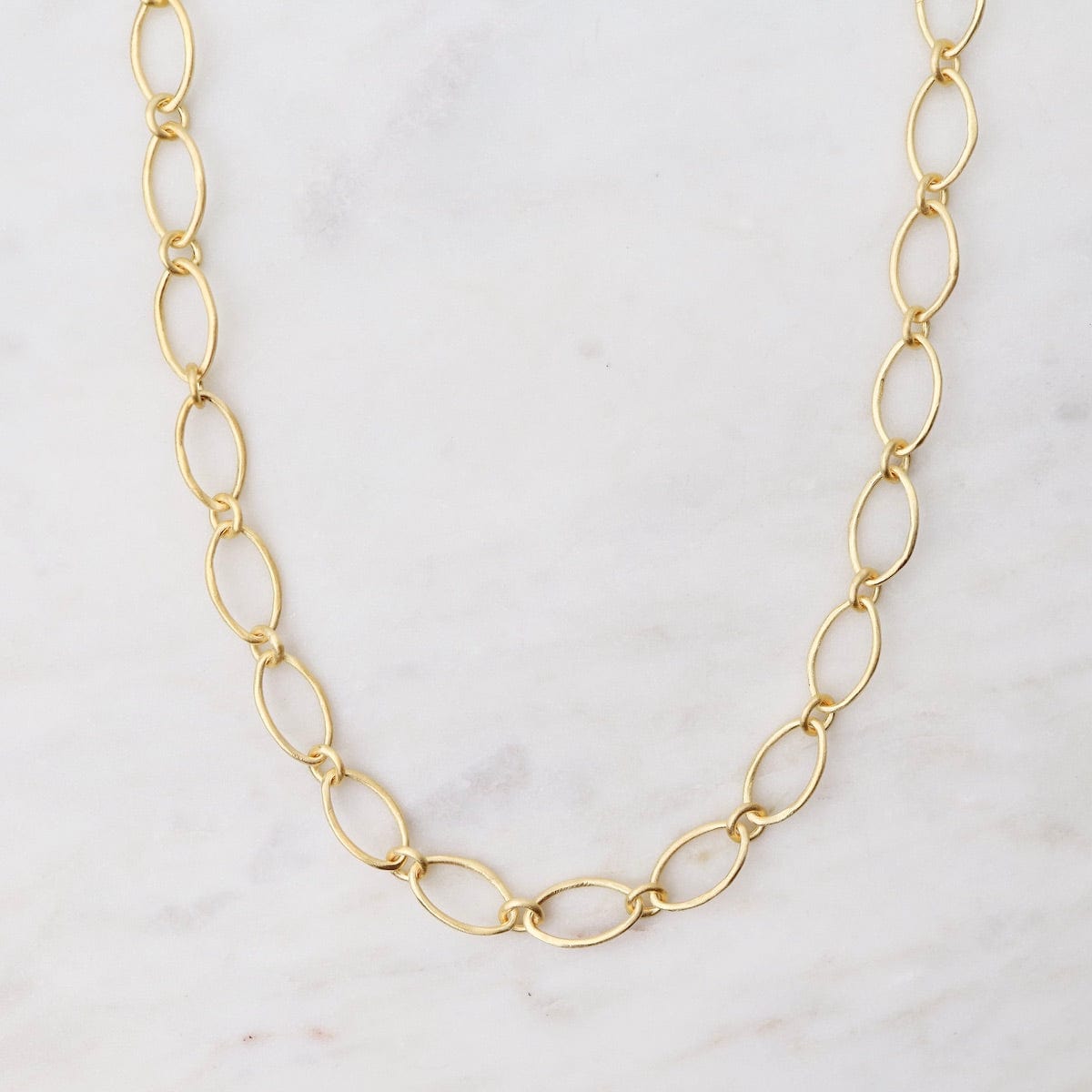 NKL-GPL Gold Alternating Oval Link Long Necklace