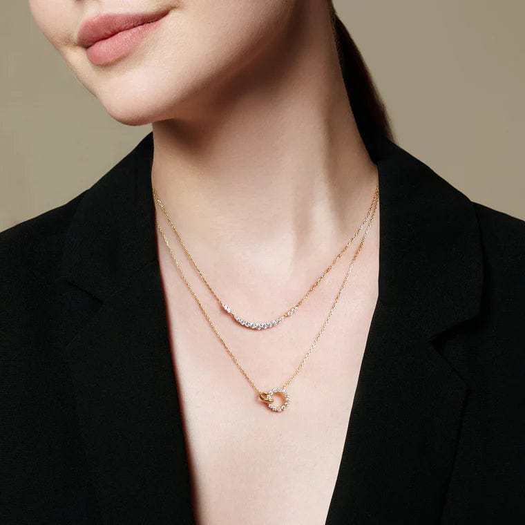 NKL-GPL Gold Arc Pave Necklace