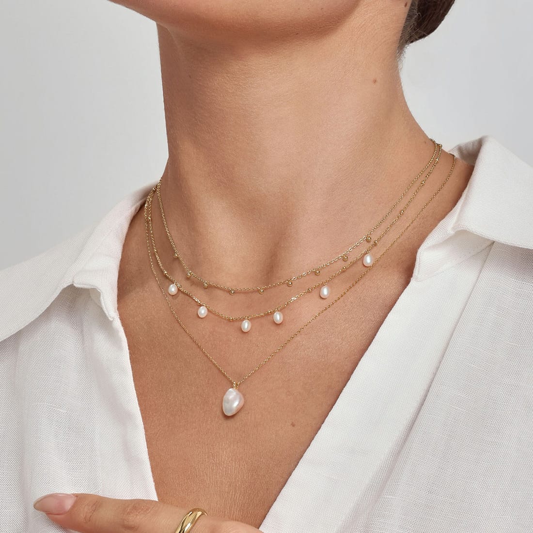 NKL-GPL Gold Baroque Pearl Pendant Necklace