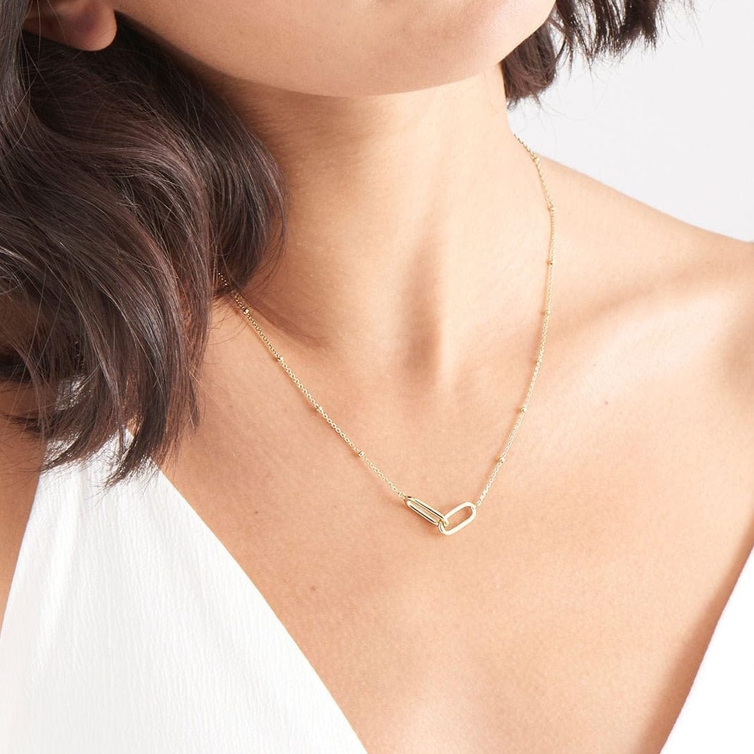 NKL-GPL Gold Beaded Chain Link Necklace