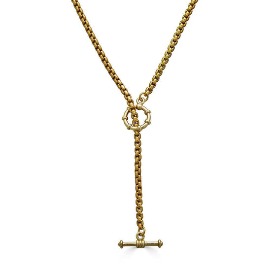 NKL-GPL Gold Box Chain Lariat Necklace-Bracelet
