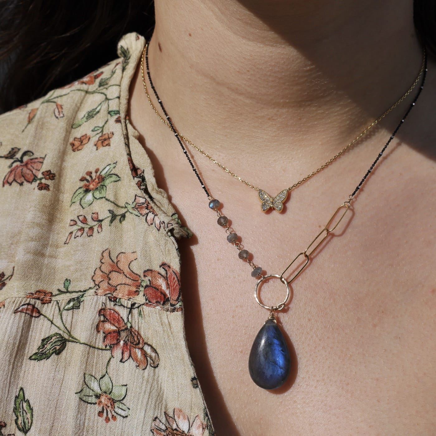 NKL-GPL Gold Butterfly Pave Necklace