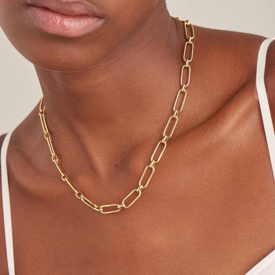 NKL-GPL Gold Cable Connect Chunky Chain Necklace