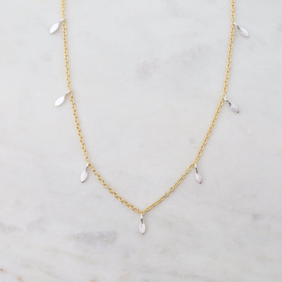 NKL-GPL Gold Chain with Silver Leaves Necklace