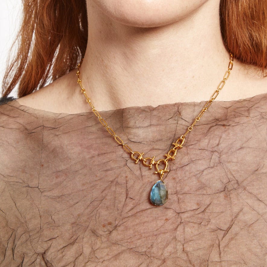 NKL-GPL Gold Cheval Labradorite Necklace