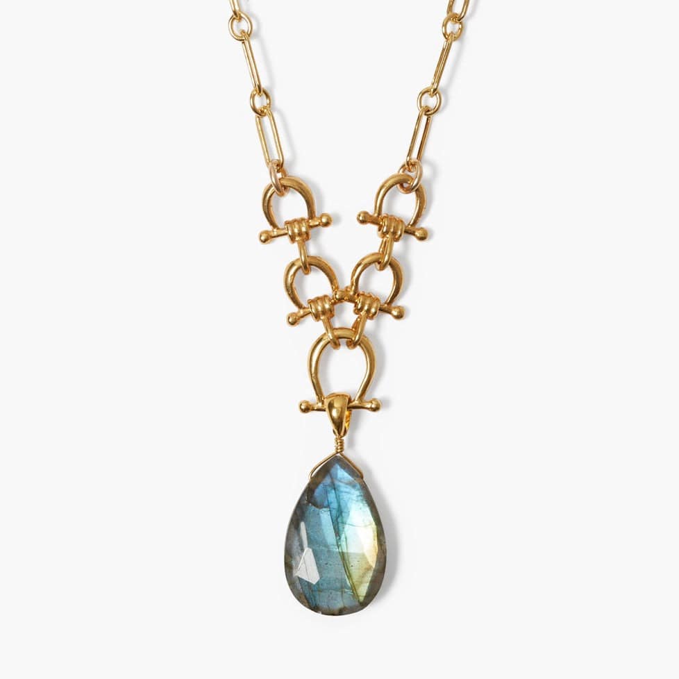 NKL-GPL Gold Cheval Labradorite Necklace