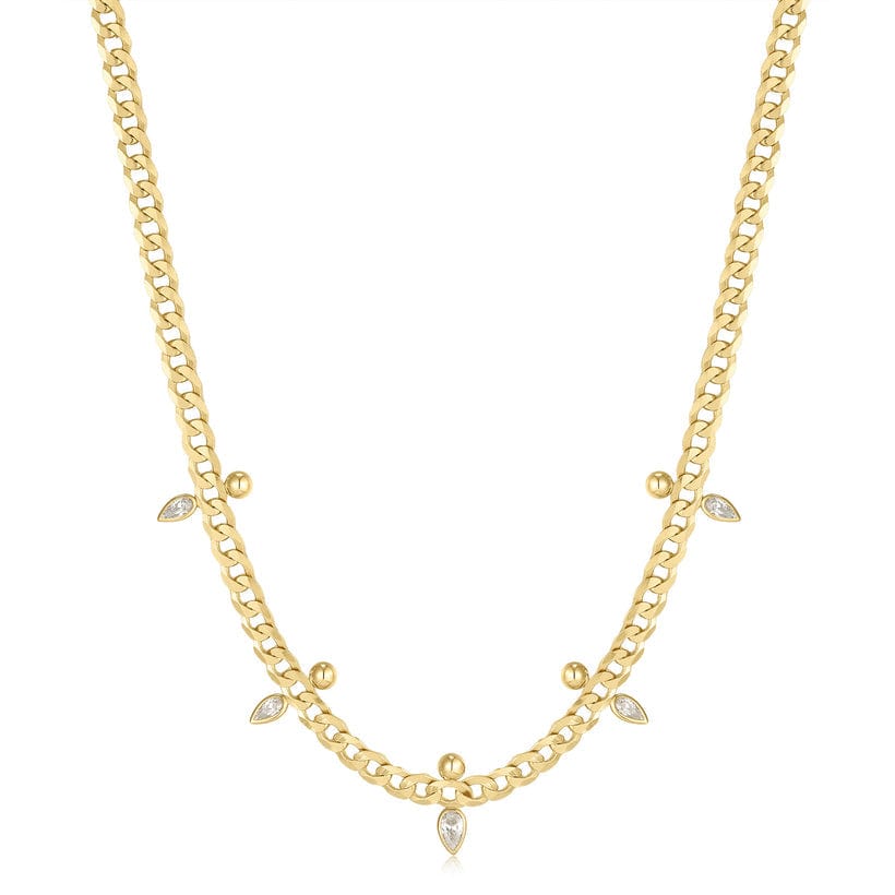 
                      
                        NKL-GPL Gold Curb Chain Sparkle Point Necklace
                      
                    