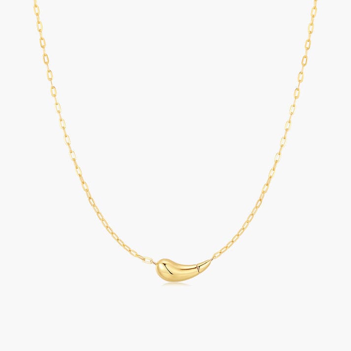 NKL-GPL Gold Curved Teardrop Necklace
