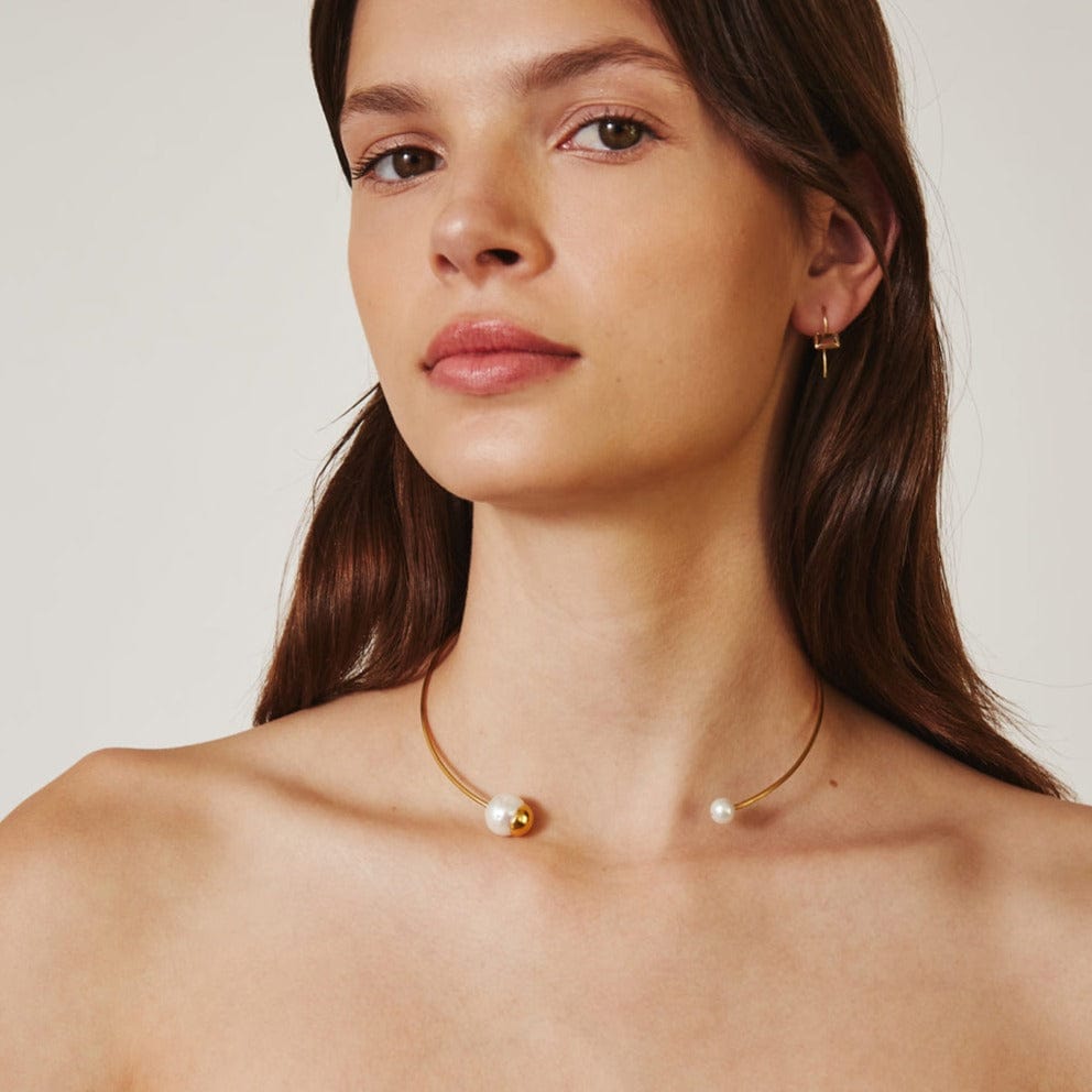 
                      
                        NKL-GPL Gold-Dipped White Pearl Open Choker
                      
                    