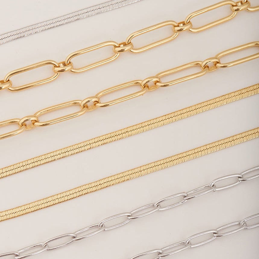 
                      
                        NKL-GPL Gold Flat Snake Chain Necklace
                      
                    