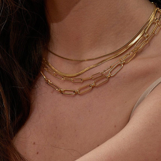 NKL-GPL Gold Flat Snake Chain Necklace