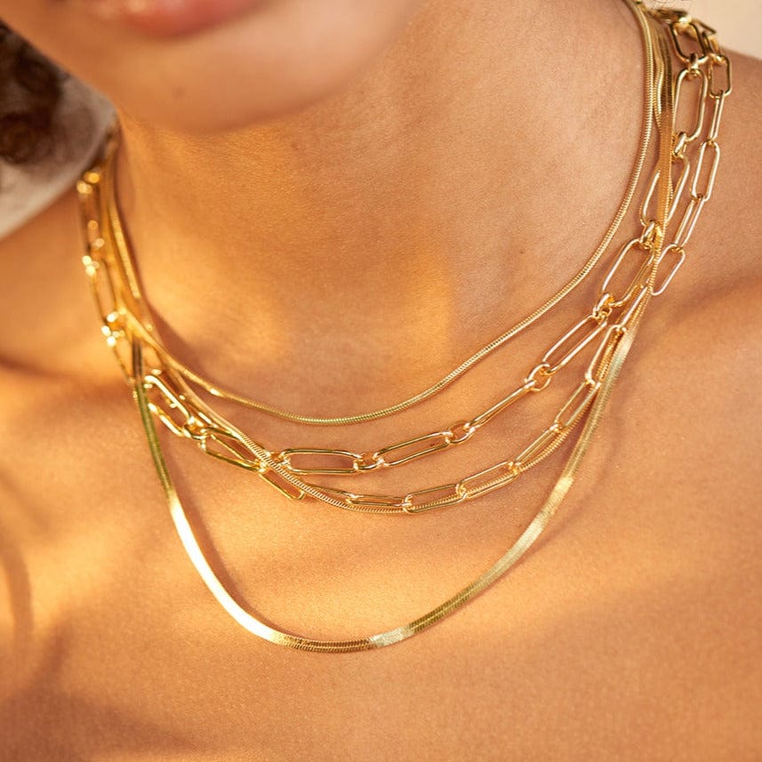 Gold Flat Snake Chain Necklace – Dandelion Jewelry