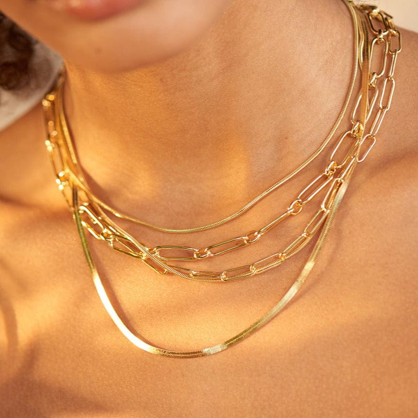 
                      
                        NKL-GPL Gold Flat Snake Chain Necklace
                      
                    