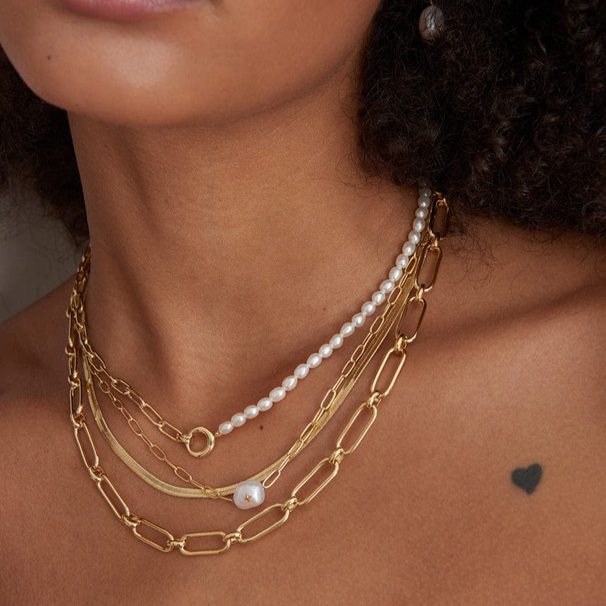 NKL-GPL Gold Flat Snake Chain Necklace