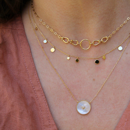 NKL-GPL Gold Geometry Mixed Discs Necklace