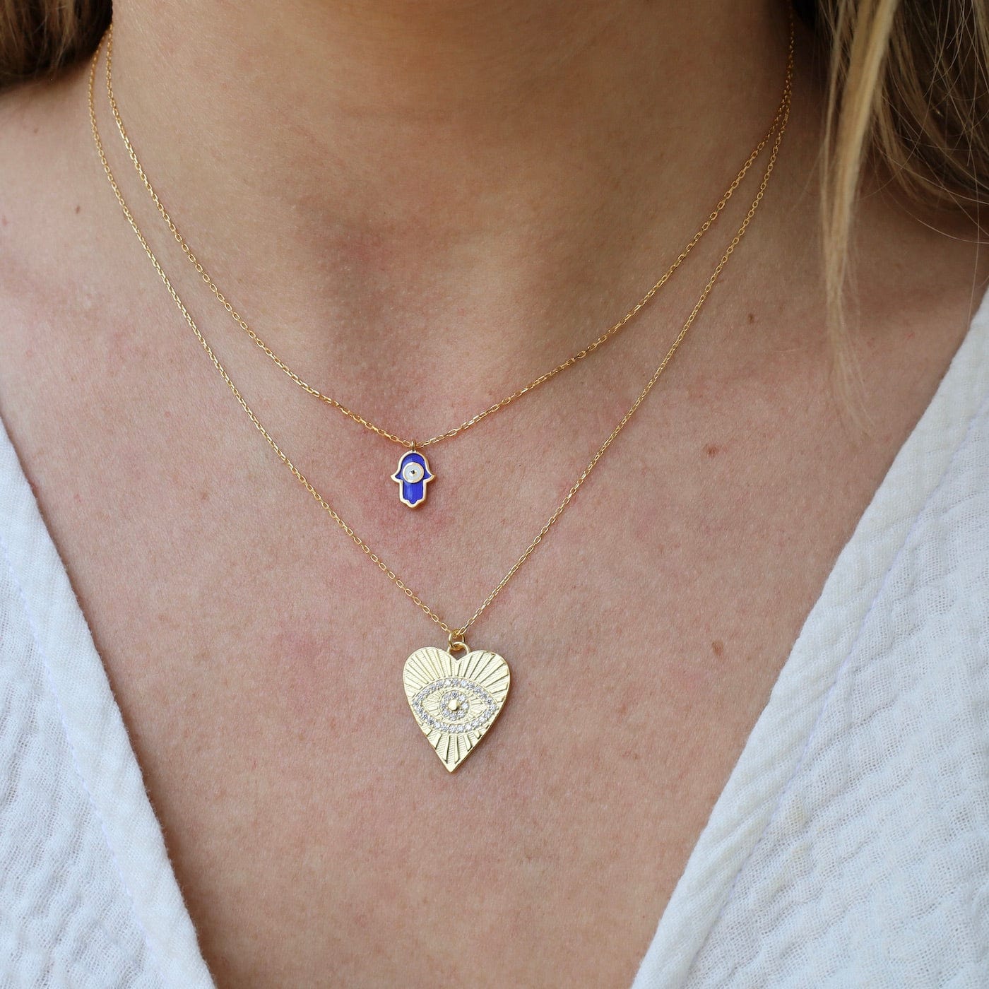 NKL-GPL Gold Heart with Evil Eye Necklace