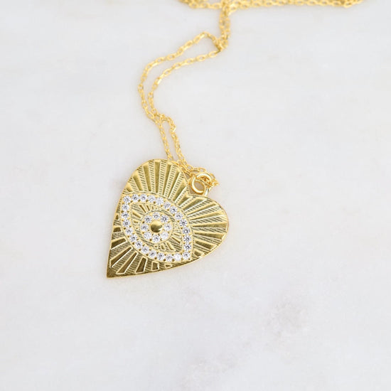 NKL-GPL Gold Heart with Evil Eye Necklace