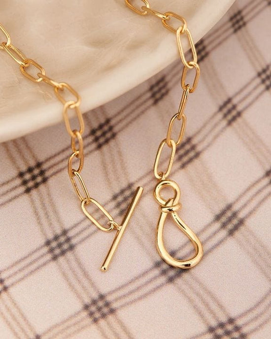 NKL-GPL Gold Knot T Bar Chain Necklace