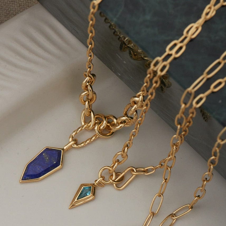 
                      
                        NKL-GPL Gold Lapis Emblem Pendant Necklace
                      
                    