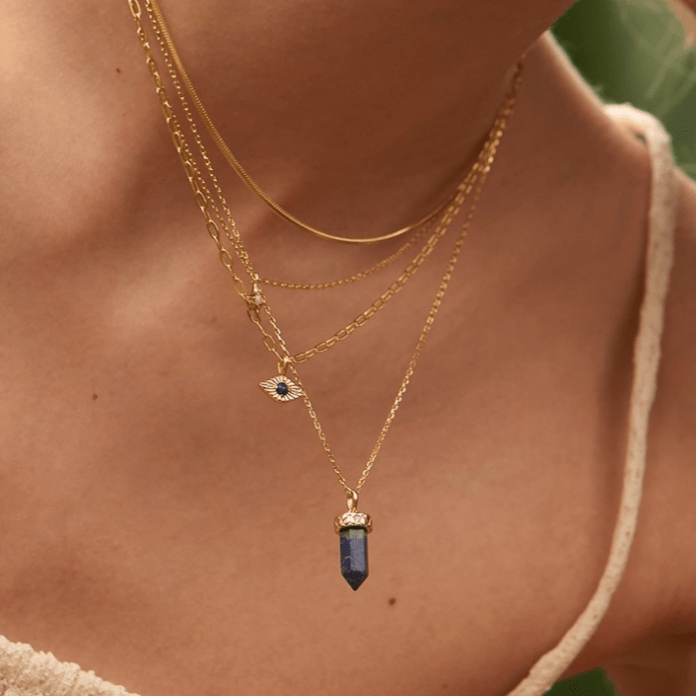 
                      
                        NKL-GPL Gold Lapis Point Pendant Necklace
                      
                    