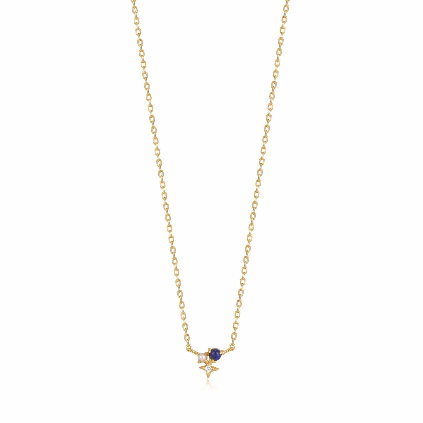 NKL-GPL Gold Lapis Star Necklace