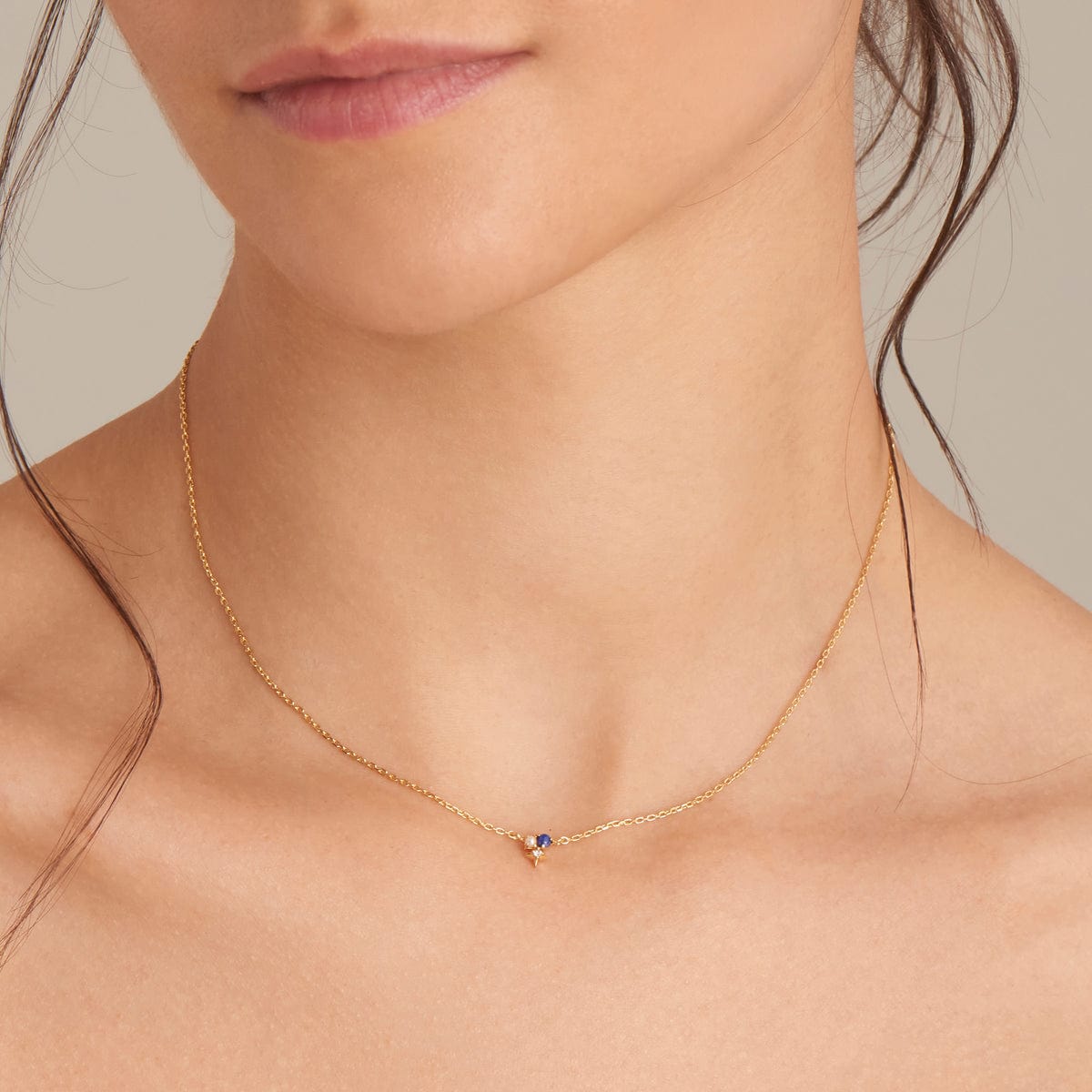 NKL-GPL Gold Lapis Star Necklace