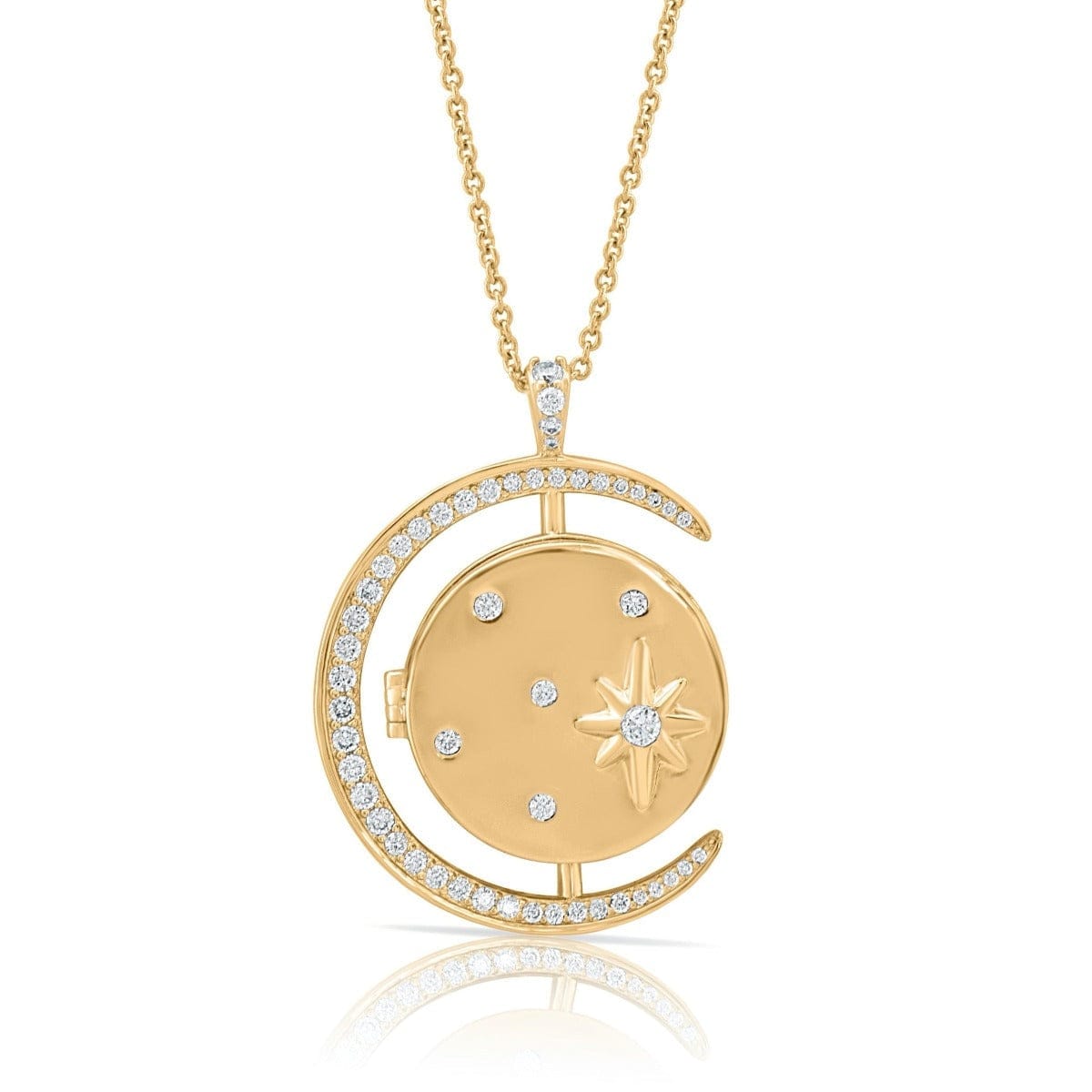 NKL-GPL Gold  Luna Locket Pendant Necklace