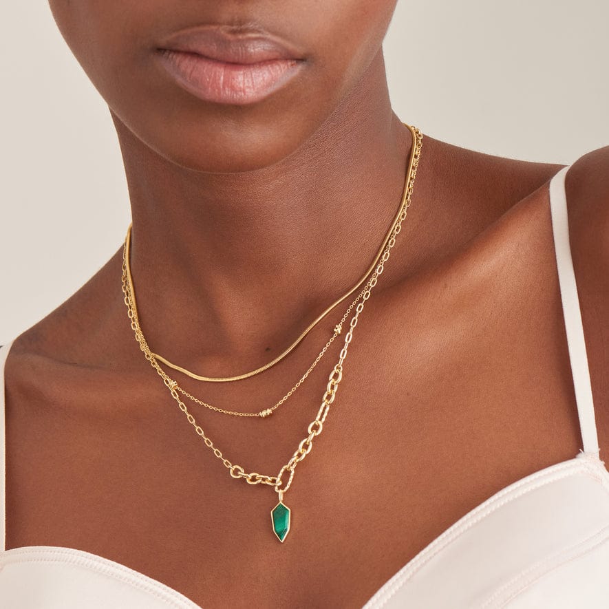 
                      
                        NKL-GPL Gold Malachite Emblem Pendant Necklace
                      
                    