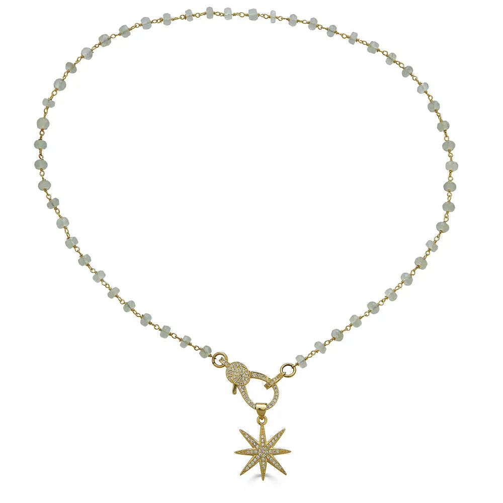NKL-GPL Gold Moonstone Gemstone Necklace with Star Pendant