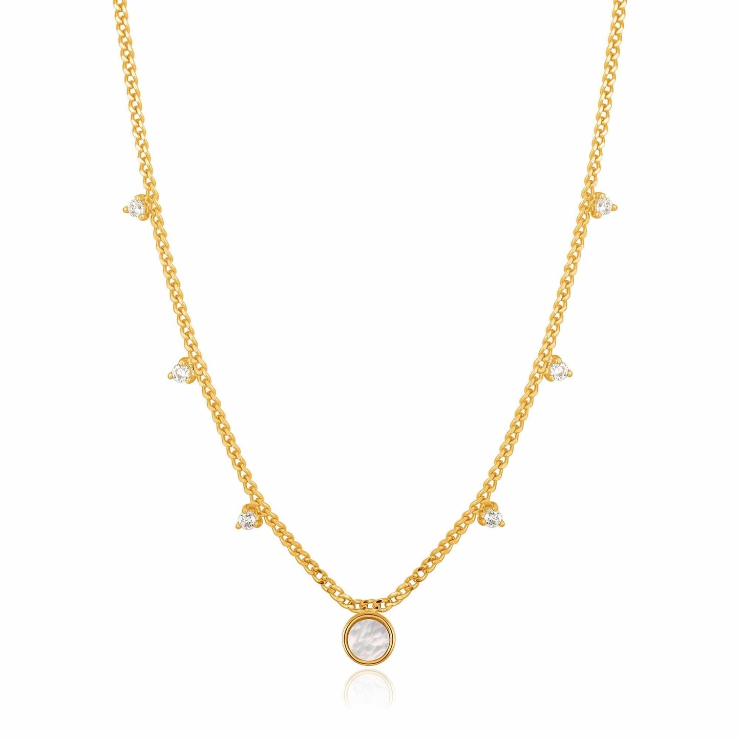 NKL-GPL Gold Mother Of Pearl Drop Disc Necklace