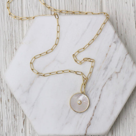 NKL-GPL Gold Mother Of Pearl T-bar Necklace