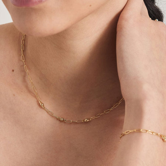 NKL-GPL Gold Orb Link Chunky Chain Necklace