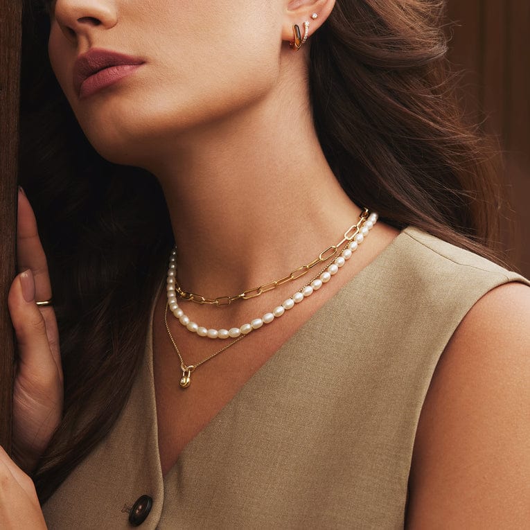 NKL-GPL Gold Pearl Beaded Necklace